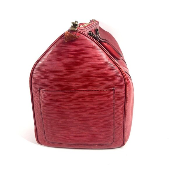LOUIS VUITTON Red Leather Keepall 50 Boston Bag - Picture 3 of 16